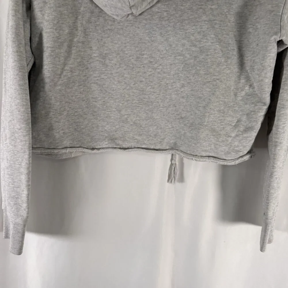 All Saints Cropped Sweatshirt Women's Small Grey Pullover Hooded Long Sleeve